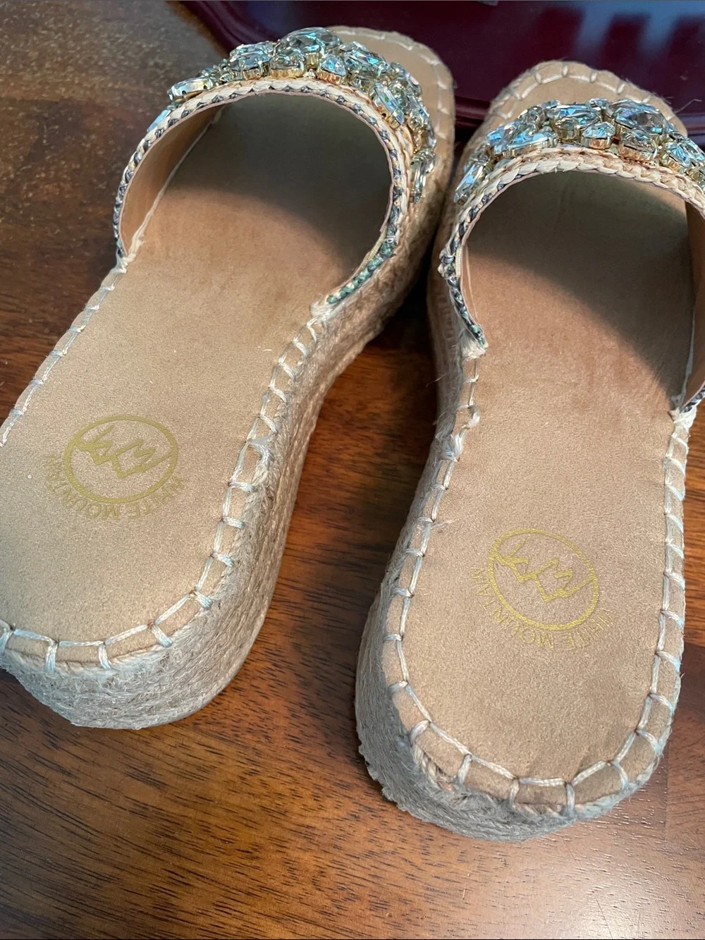 WHITE MOUNTAIN Stitch Espadrille Wedge Sandals Women’s 6.5 Natural/Multi
